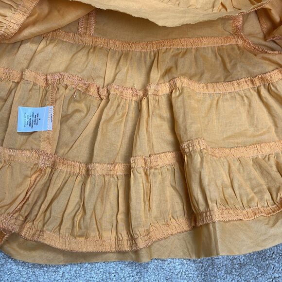 NWT HYFVE Woman's Orange Babydoll Blouse Ruffled Crop Top M lantern sleeve‎ - Picture 6 of 11